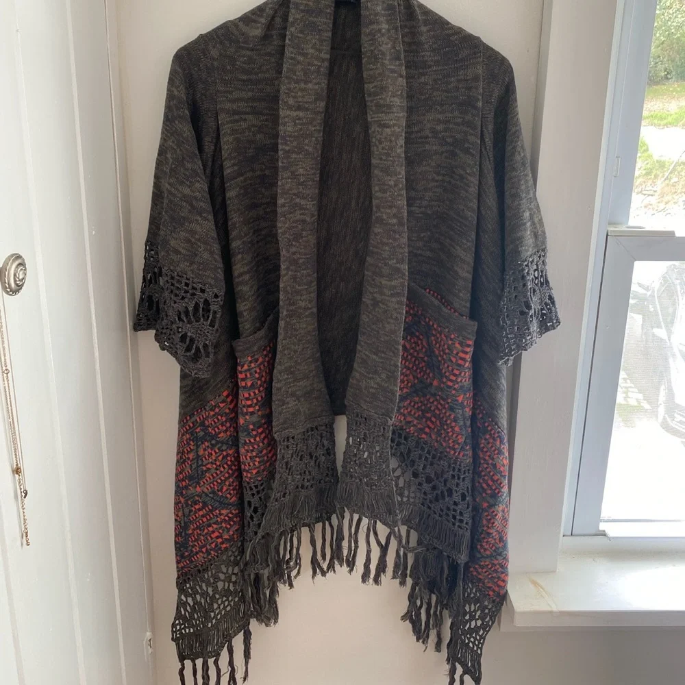 Anthropologie, Green Knitted Boho Shrug, Size S - Picture 4 of 8